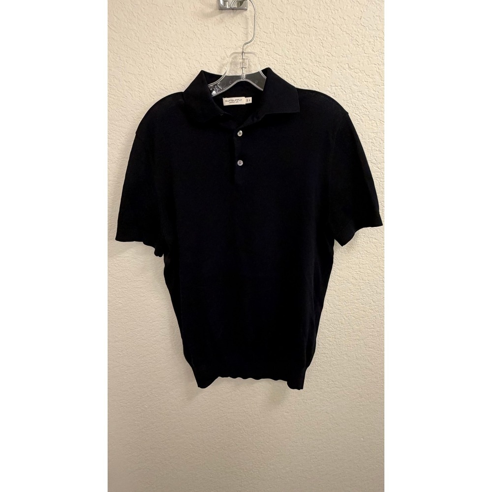 Suitsupply Mens Navy Blue Cotton Silk Knit Polo Shirt Size Small Short Sleeve